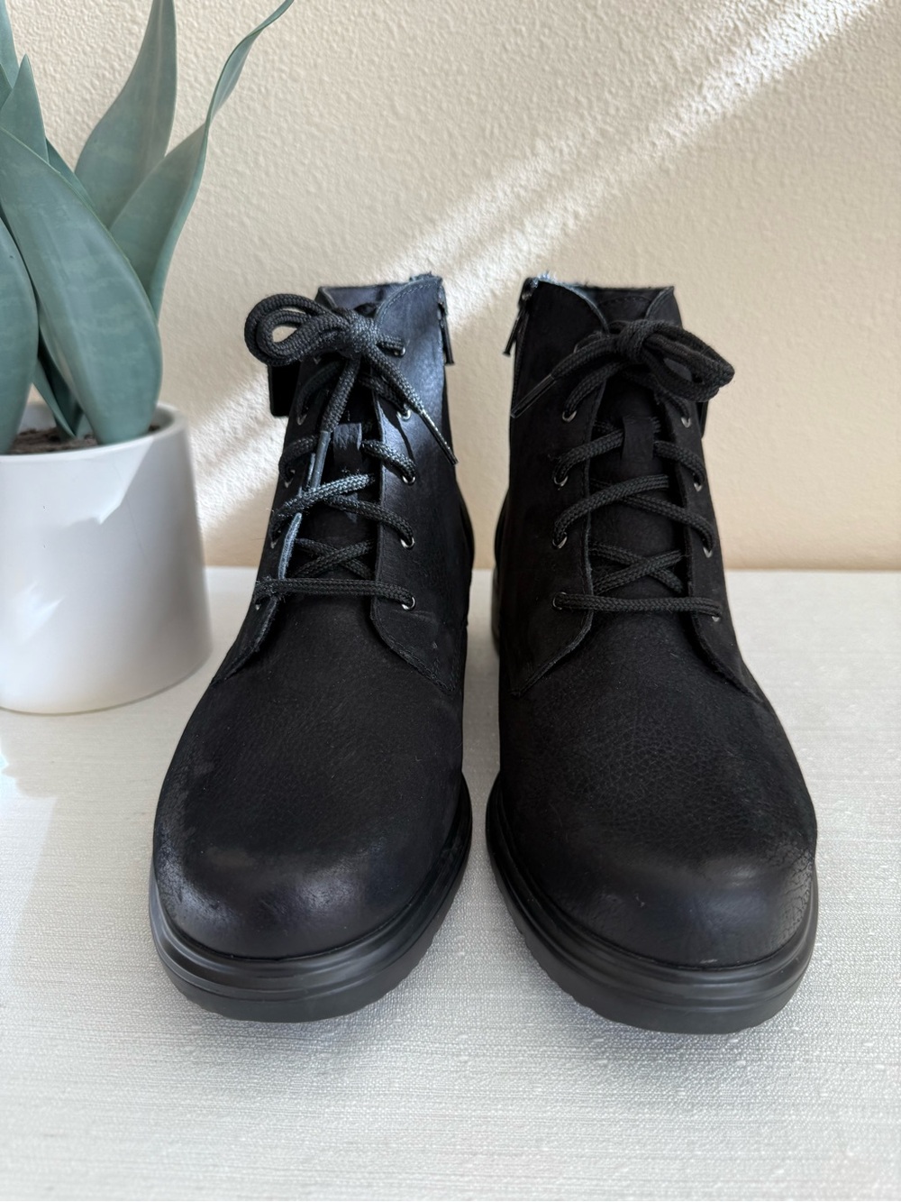 Munro Black Lace-Up Ankle Boots with Buckle Accent - Picture 5 of 13